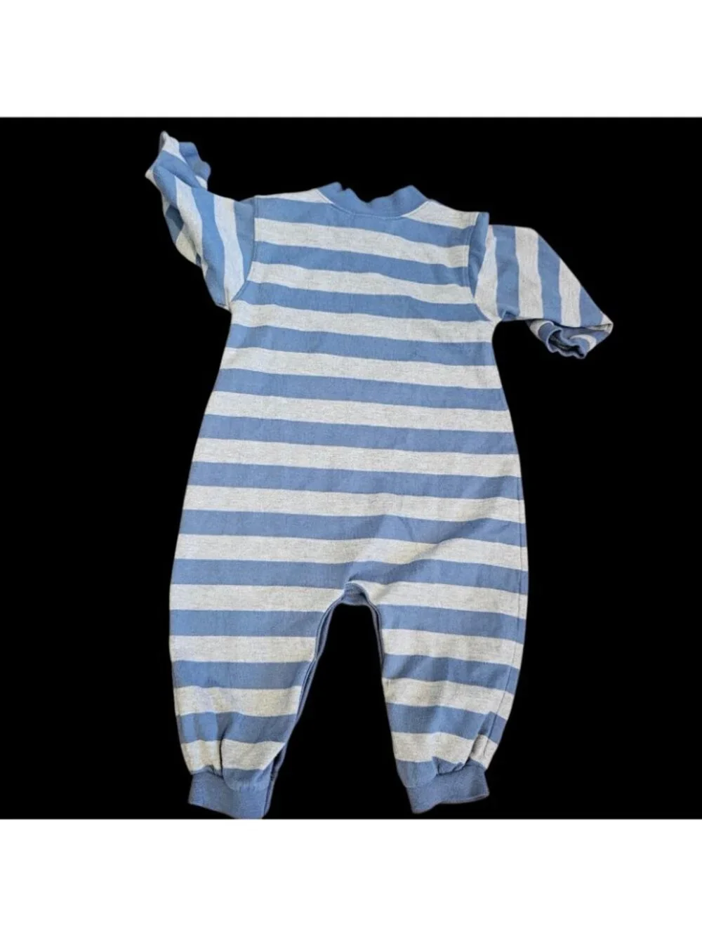 VTG Baby Bgosh Romper Sz 18 Months Boys Striped Moose Snowflake Blue Gray